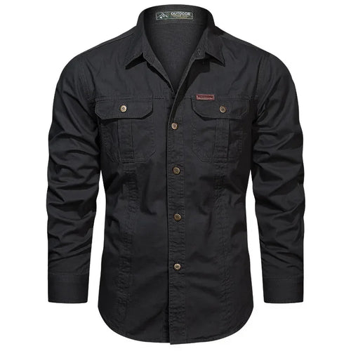 Men Military Outdoor Shirts Male Cotton Multi-pocket Tooling Casual