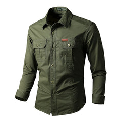 Mens Katoen Militaire Shirts Mannen Lange Mouwen Casual Dress Shirt