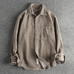 Cotton corduroy wash long sleeve shirt men's American khaki trend