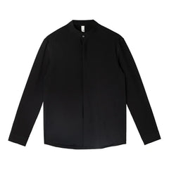 New Men Clothing Stand Collar Ice Silk Shirts for Men Korean Fashion