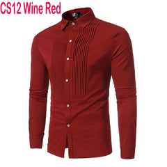 Brand Men Shirt 2022 Fashion Slim Fit Long Sleeve White Dress Shirt