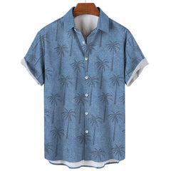 Coconut Tree Printed Hawaiian Shirt Simple Summer Style Beach Shirts