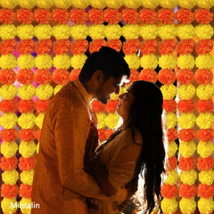 Marigold Flower Garland with зo Flowers, Artificial Flowers for Diwali