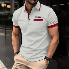 European and American men's casual short sleeved polo shirt office