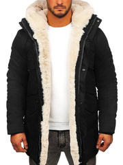 Warm Faux Fur Jacket Coat Parka Hooded Men Autumn Winter Long Sleeve