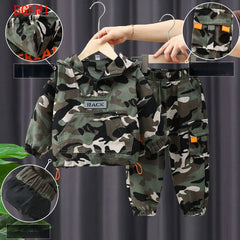 Spring Autumn Children Clothing Camouflage Sportswear Hooded Coat +