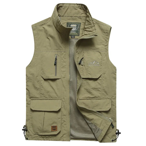 Mens Mesh Vest Multi Pocket Quick Dry Fishing Hiking Sleeveless Jacket