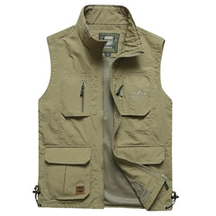 Mens Mesh Vest Multi Pocket Quick Dry Fishing Hiking Sleeveless Jacket