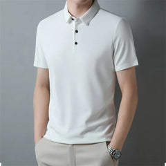 Men's Fashion Waffle Solid Short Sleeved Polo Shirt Summer Breathable