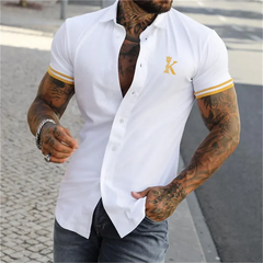 Men's Social Shirt Men's Short Sleeve T-shirt 2023 Fashion Poker K