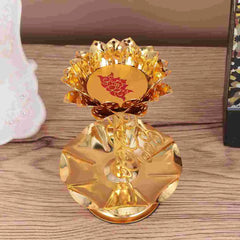 Holder Lotus Gold Diwali Diya Lamp Indian Stand Brass Lamps Oil Flower