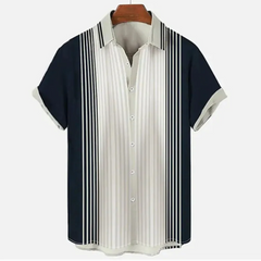 Simple Stripe Men's Hawaiian Shirt Casual Short Sleeve Shirt Men