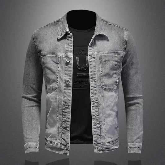 Autumn new washed classic men's denim jacket Street handsome trend