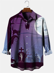 Halloween Style Ghosts Print Men's Shirts Casual Single-Breasted