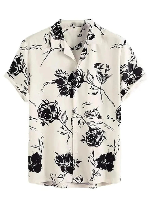 Summer Flower 3D Print Top Men's Summer Hawaii Beach Shirts Outdoor