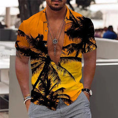 2024 Summer Hawaiian Men's Shirt Vacation Daily Slim-fit Top Gym