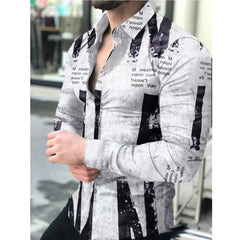 Men's shirt pattern shirt 3D printing plus size street daily long