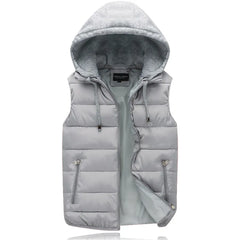 Men's Padded Vest Autumn Winter Hooded Jackets Outerwear Thick Warm