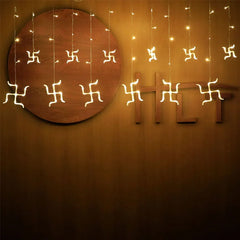 LED Fairy Lights Swastika Garland Curtain String Light for Diwali