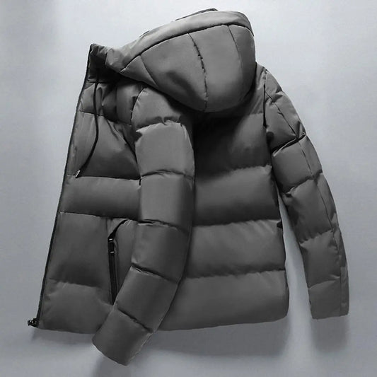2022 Winter Men Jacket Cotton Padded Long Sleeve Solid Color Fluffy