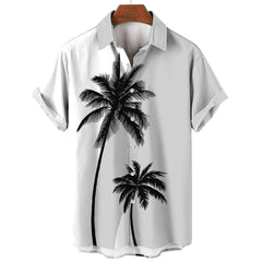 Coconut Tree Printed Hawaiian Shirt Simple Summer Style Beach Shirts