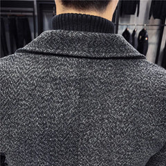 Men's Thick Wool Blends Trench Long Casual Top Coats Fashion Warm Coat