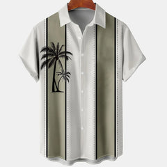 Summer Hawaiian Shirt Men Coconut Tree Printed For Men Holiday Beach