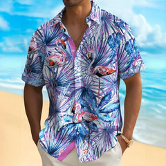 3d Beach Flower Print Hawaiian Shirts 2024 Men's Shirt Summer Daily