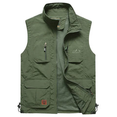 Mens Mesh Vest Multi Pocket Quick Dry Fishing Hiking Sleeveless Jacket