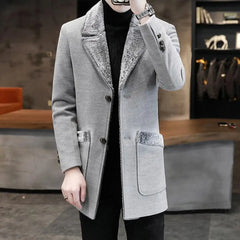 Popular Men Windbreaker Autumn Winter Male Trench Coat Medium Length