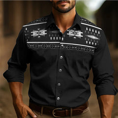 2024 Vintage Men's Shirt Ethnic Wear Western Shirt Tribal Pattern