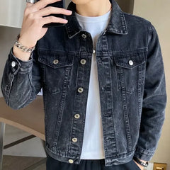 Jeans Coat for Men Black Autumn Denim Jackets Man High Quality Winter