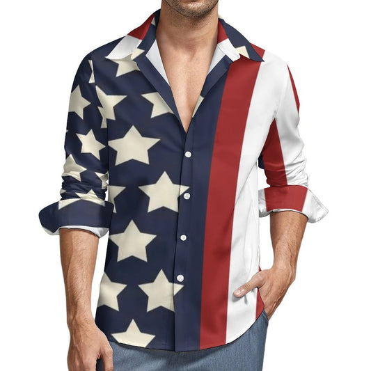 American Flag Printing Casual Shirts Men's Star Stripe Flag Shirt