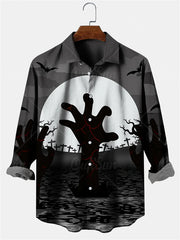 Halloween Style Ghosts Print Men's Shirts Casual Single-Breasted