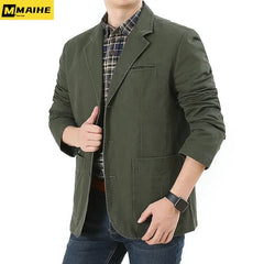 2023 Spring Autumn men's suit jacket Harajuku vintage cotton denim