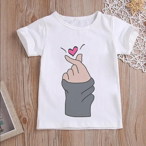 Girls  Than Heart Print T Shirt Unisex Harajuku Tee Clothes Children