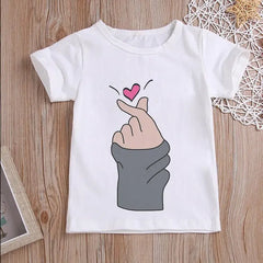Girls  Than Heart Print T Shirt Unisex Harajuku Tee Clothes Children
