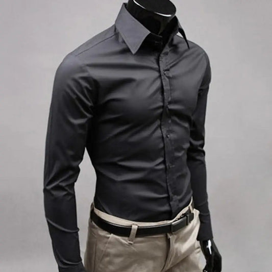 Elegant  Shirt Washable Men's Slim Fit Cotton Business Shirt Slim Fit