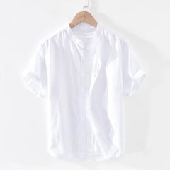 Cotton Linen Shirts For Men Casual Short Sleeve Tops Oversize Solid