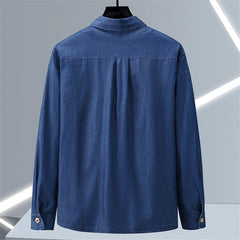 Denim Shirts Men Plus Size 10XL Long Sleeve Shirts Spring Autumn Blue