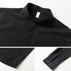 New Men Clothing Stand Collar Ice Silk Shirts for Men Korean Fashion