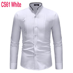 Brand Men Shirt 2022 Fashion Slim Fit Long Sleeve White Dress Shirt