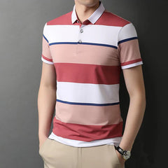 Men's Polo T Shirt Business Casual Simple Stripes Print Summer