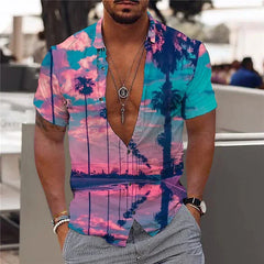 2024 Summer Hawaiian Men's Shirt Vacation Daily Slim-fit Top Gym