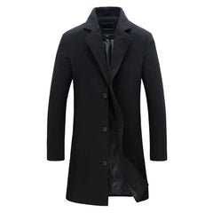 Single Breasted Lapel Long Coat Jacket Fashion Autumn Winter Casual