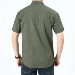 2024 Summer Green Cargo Shirts for Men Short Sleeve Casual Blouse