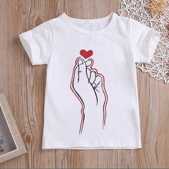 Girls  Than Heart Print T Shirt Unisex Harajuku Tee Clothes Children