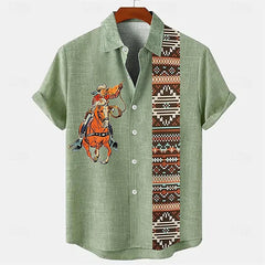 Linen shirt tribal ethnic men's riding shirt linen shirt casual summer
