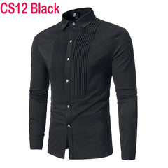 Brand Men Shirt 2022 Fashion Slim Fit Long Sleeve White Dress Shirt