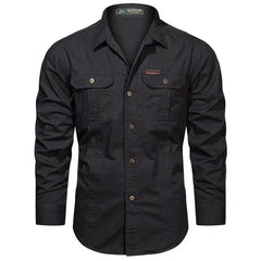 Spring Cargo Shirts for Men Long Sleeve Casual 100% Cotton High